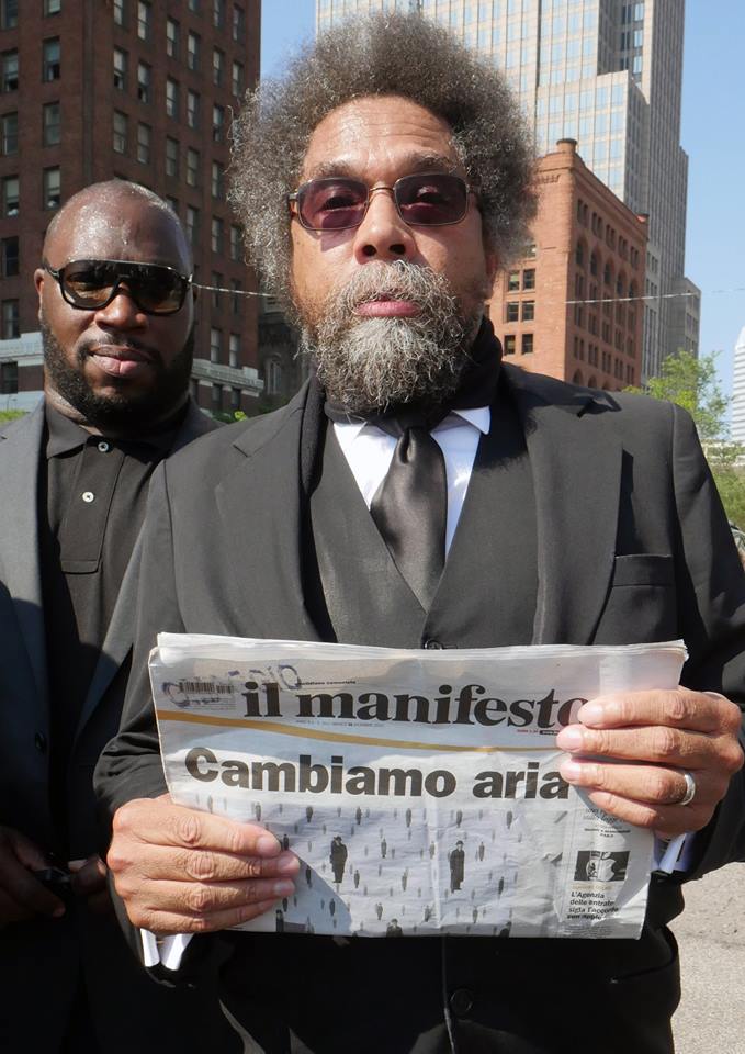 Cornel West a sostegno del manifesto nel 2016, foto Luca Celada /il manifesto