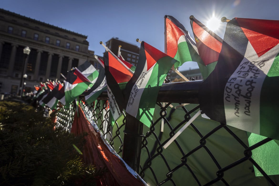 Bandiere palestinesi alla Columbia University di New York