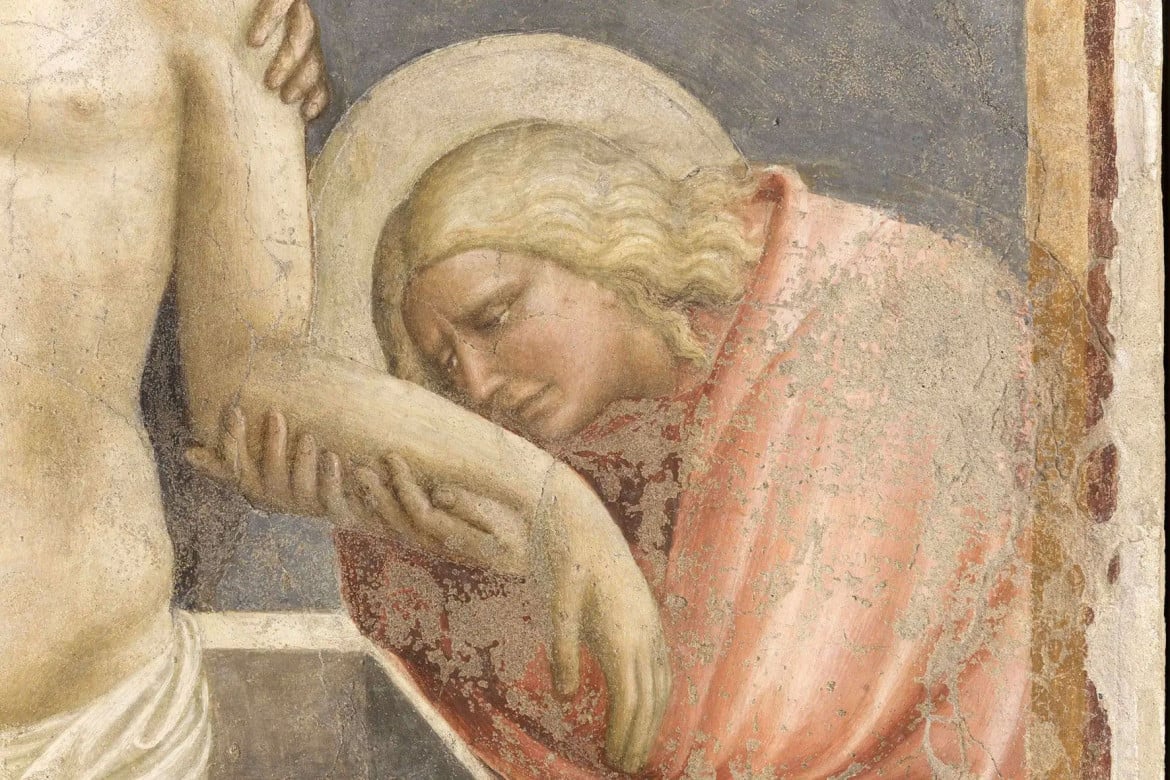 Masolino da Panicale, "Compianto sul Cristo morto", part., Empoli, Museo della Collegiata