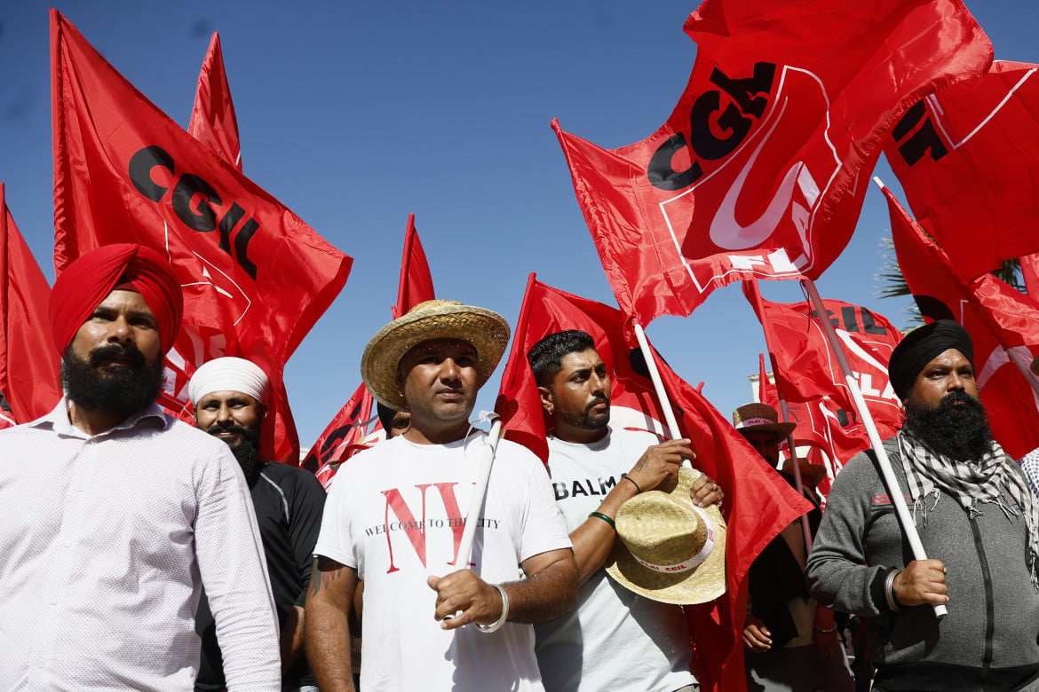 Alla protesta dei lavoratori sikh a Latina di sabato scorso LaPresse