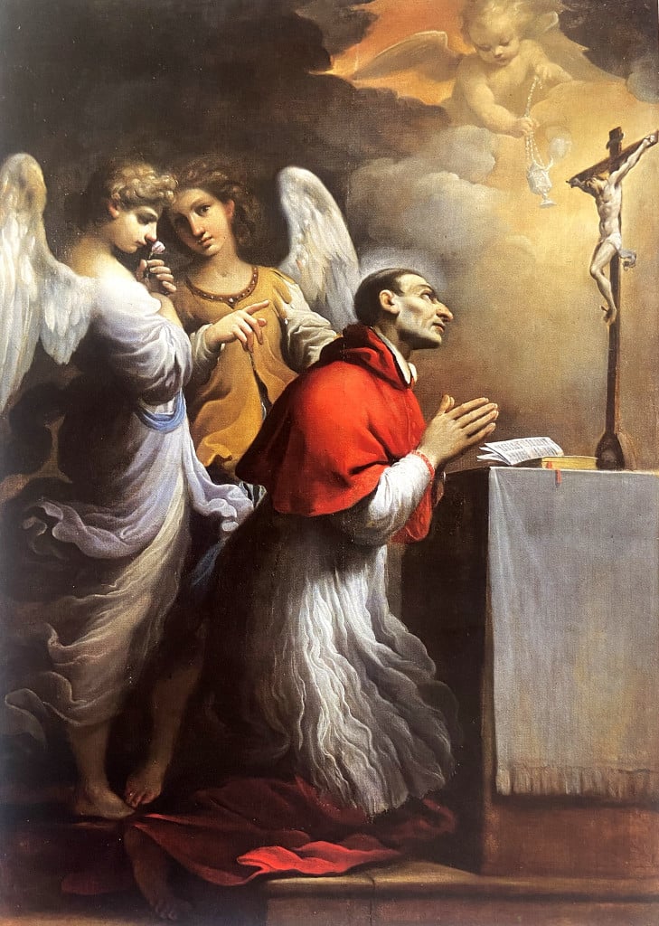 Guercino, San Carlo Borromeo in preghiera e due angeli, 1613 o ’14