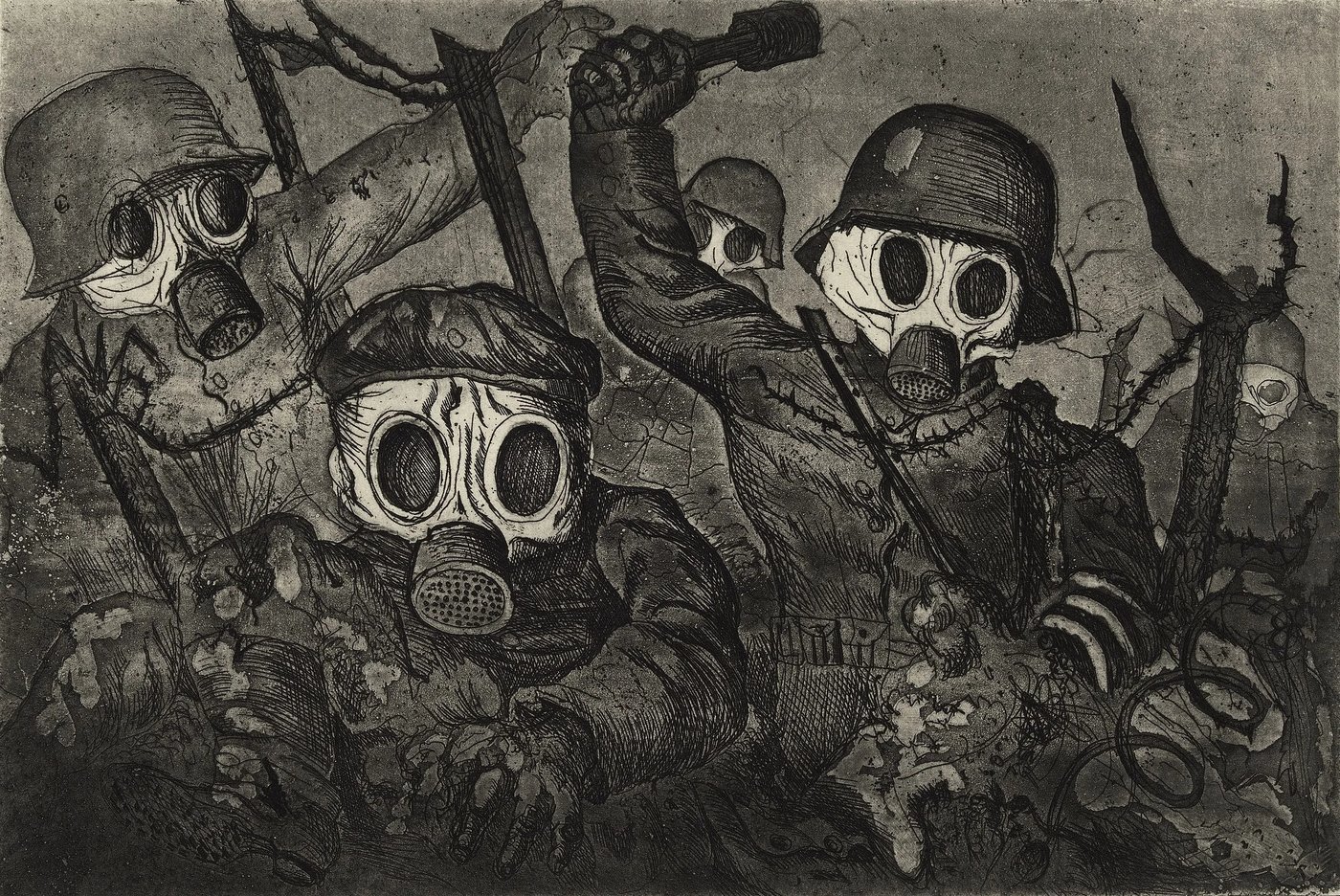 Otto Dix, «Sturmtruppe geht unter Gas vor», dalla serie «La guerra», 1924