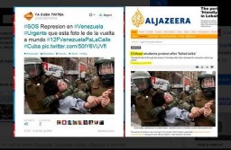 Un'immagine falsa su presunte violenze poliziesche in Venezuela inviata sulle reti sociali e risultata essere una foto di repressione in Cile